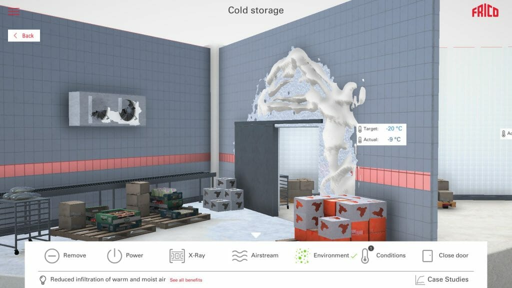 Frico VR showroom cold storage application area